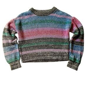 Gap Multi Color Striped Long Sleeve Cropped Sweater Girls XL